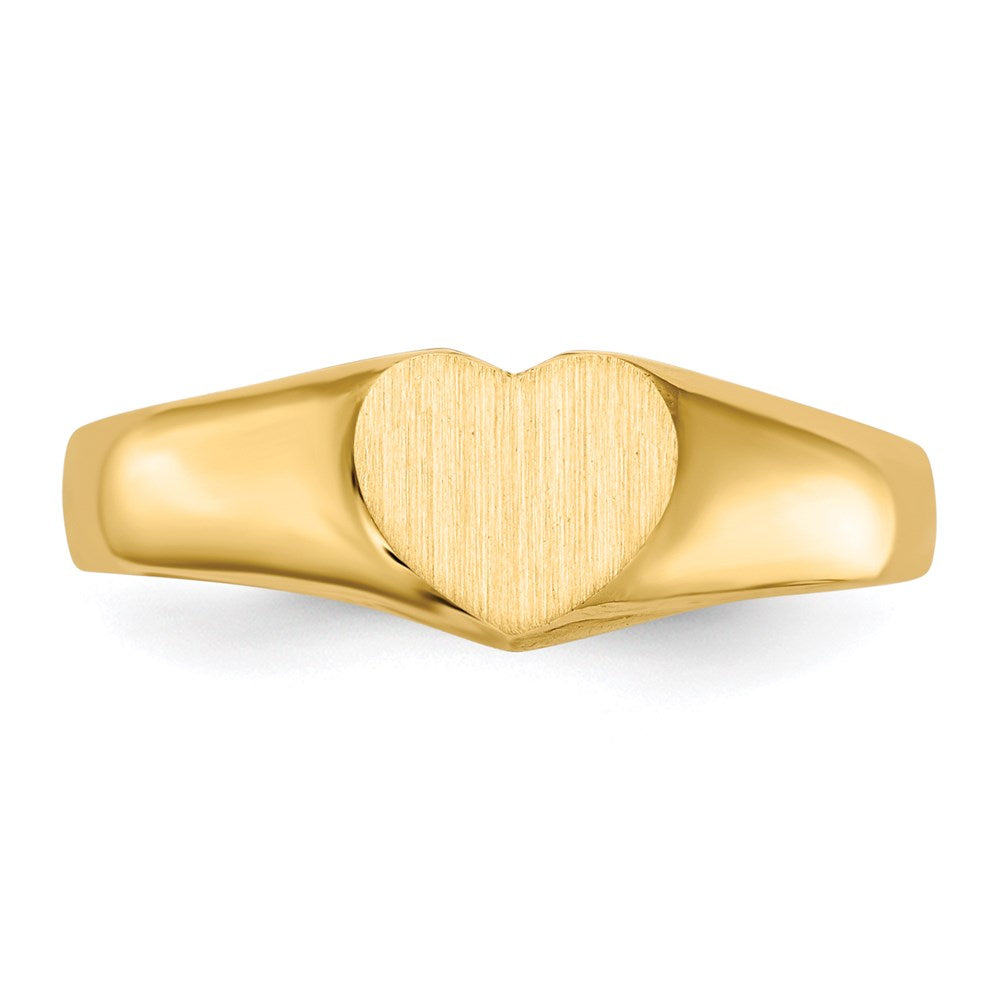 14K Gelbgold Siegelring in Herzform mit offener Fassung, 6,0 x 7,5 mm
