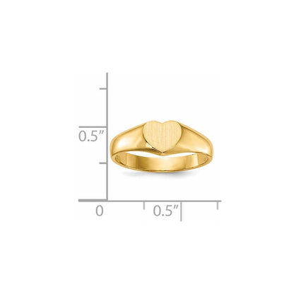 14K Gelbgold Siegelring in Herzform mit offener Fassung, 6,0 x 7,5 mm