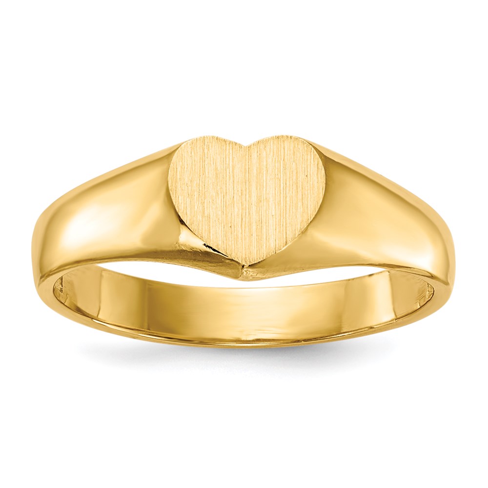 14K Gelbgold Siegelring in Herzform mit offener Fassung, 6,0 x 7,5 mm