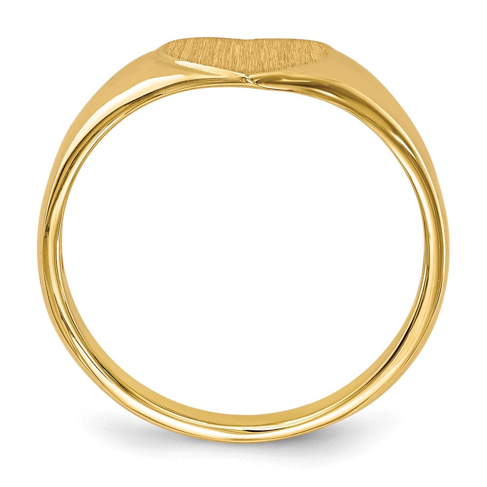 14K Gelbgold Herz-Siegelring mit offener Rückseite, 7,5x8,5 mm
