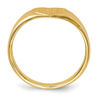 14K Gelbgold Herz-Siegelring mit offener Rückseite, 7,5x8,5 mm