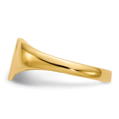 14K Gelbgold Herz-Siegelring mit offener Rückseite, 7,5x8,5 mm
