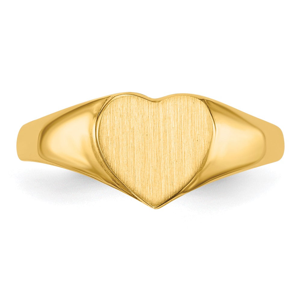 14K Gelbgold Herz-Siegelring mit offener Rückseite, 7,5x8,5 mm