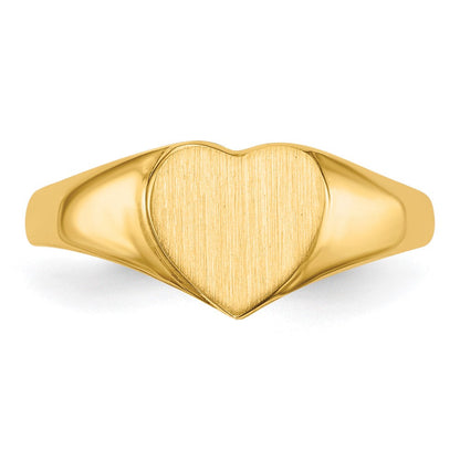14K Gelbgold Herz-Siegelring mit offener Rückseite, 7,5x8,5 mm
