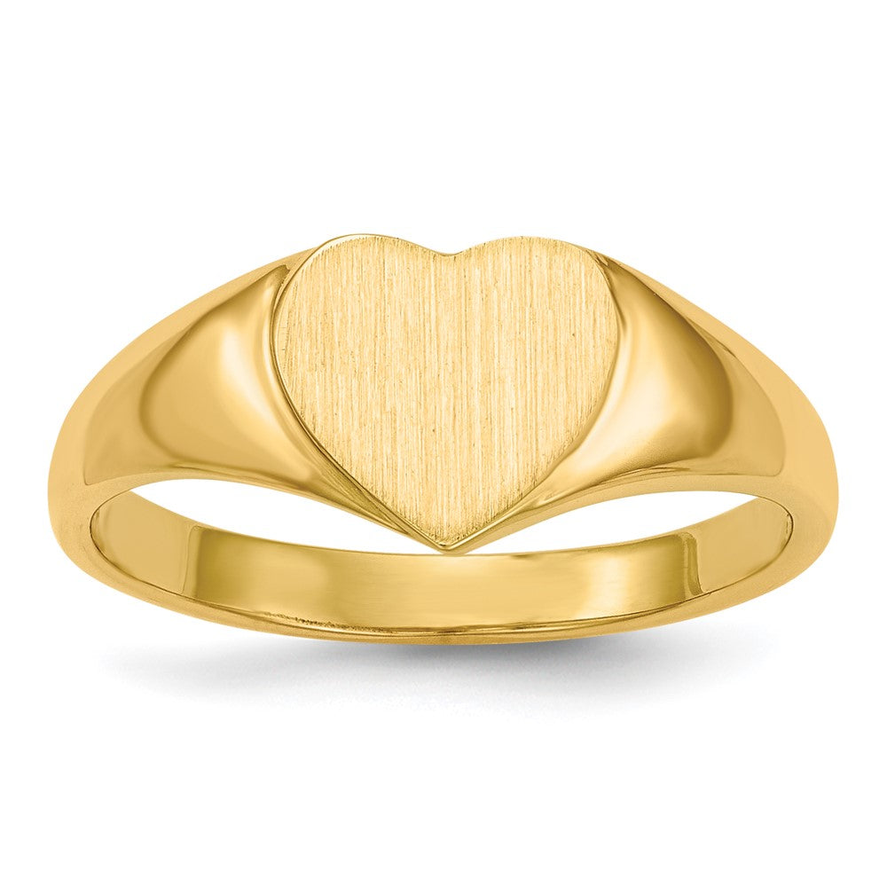 14K Gelbgold Herz-Siegelring mit offener Rückseite, 7,5x8,5 mm