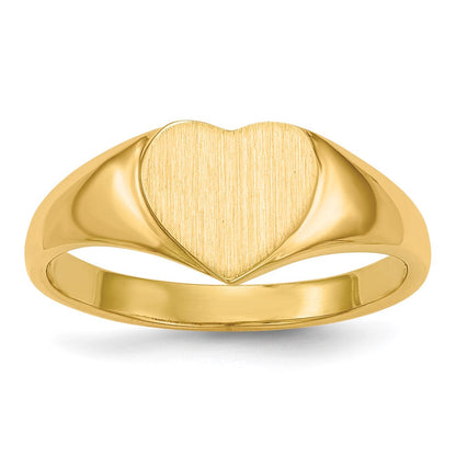14K Gelbgold Herz-Siegelring mit offener Rückseite, 7,5x8,5 mm