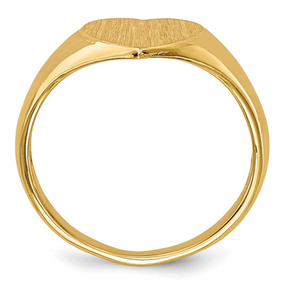 14K Gelbgold 9,0x9,0mm Siegelring mit Herzform und offener Rückseite