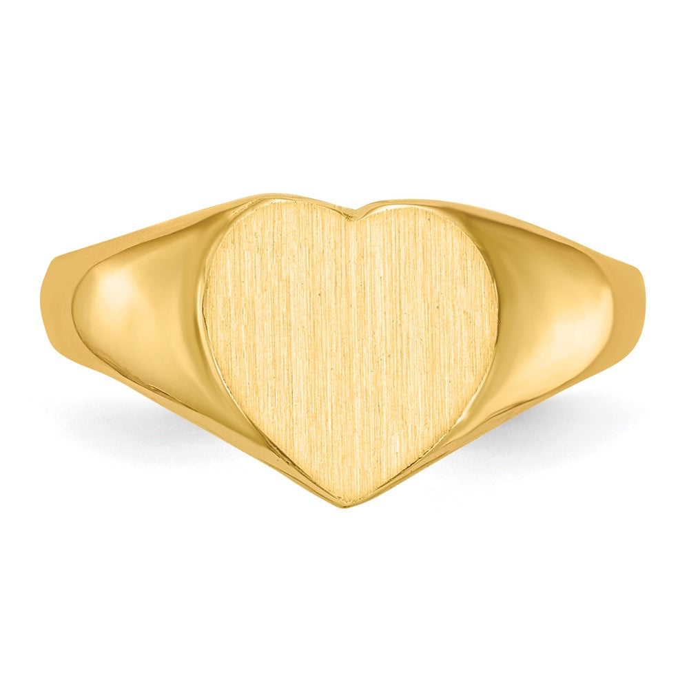 14K Gelbgold 9,0x9,0mm Siegelring mit Herzform und offener Rückseite