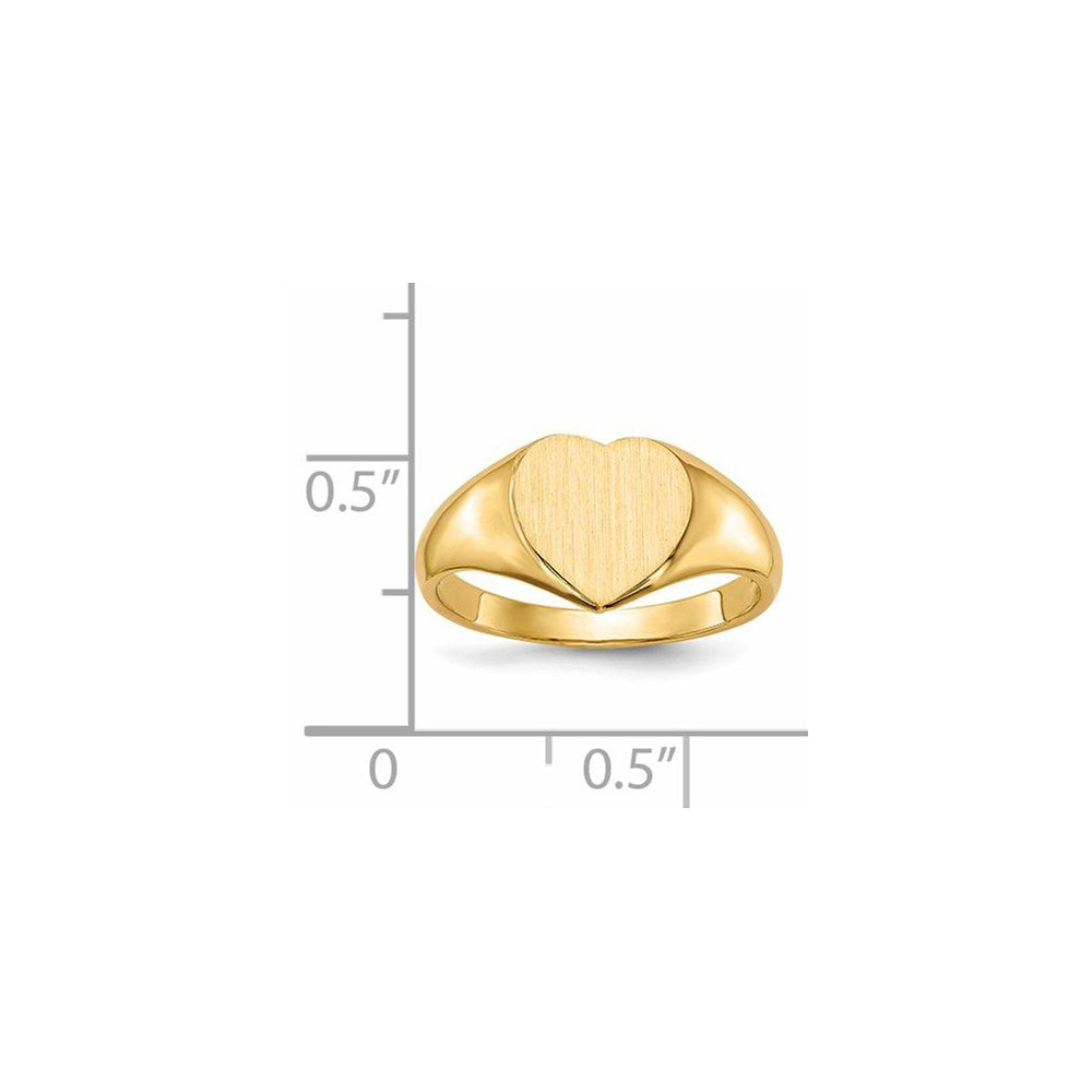 14K Gelbgold 9,0x9,0mm Siegelring mit Herzform und offener Rückseite