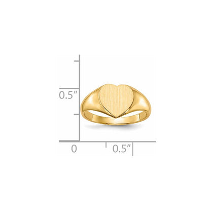 14K Gelbgold 9,0x9,0mm Siegelring mit Herzform und offener Rückseite