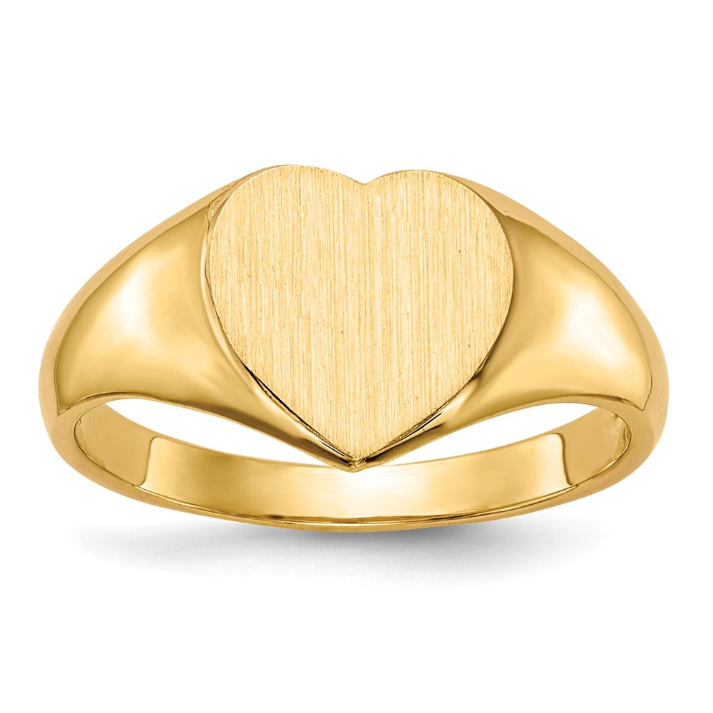 14K Gelbgold 9,0x9,0mm Siegelring mit Herzform und offener Rückseite