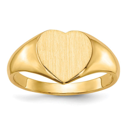 14K Gelbgold 9,0x9,0mm Siegelring mit Herzform und offener Rückseite