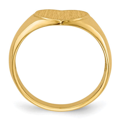 14K Gelbgold Herz-Siegelring mit offener Rückseite, 9,5 x 9,5 mm
