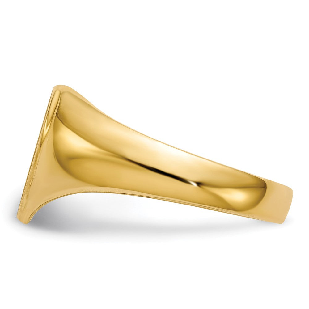 14K Gelbgold Herz-Siegelring mit offener Rückseite, 9,5 x 9,5 mm