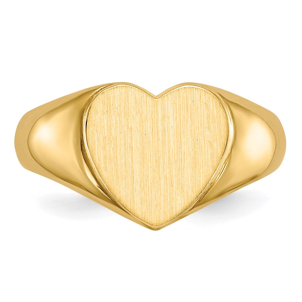 14K Gelbgold Herz-Siegelring mit offener Rückseite, 9,5 x 9,5 mm