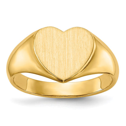 14K Gelbgold Herz-Siegelring mit offener Rückseite, 9,5 x 9,5 mm