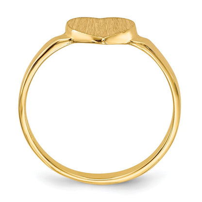 14K Gelbgold Siegelring in Herzform mit offener Rückseite, 6,5x7,5mm