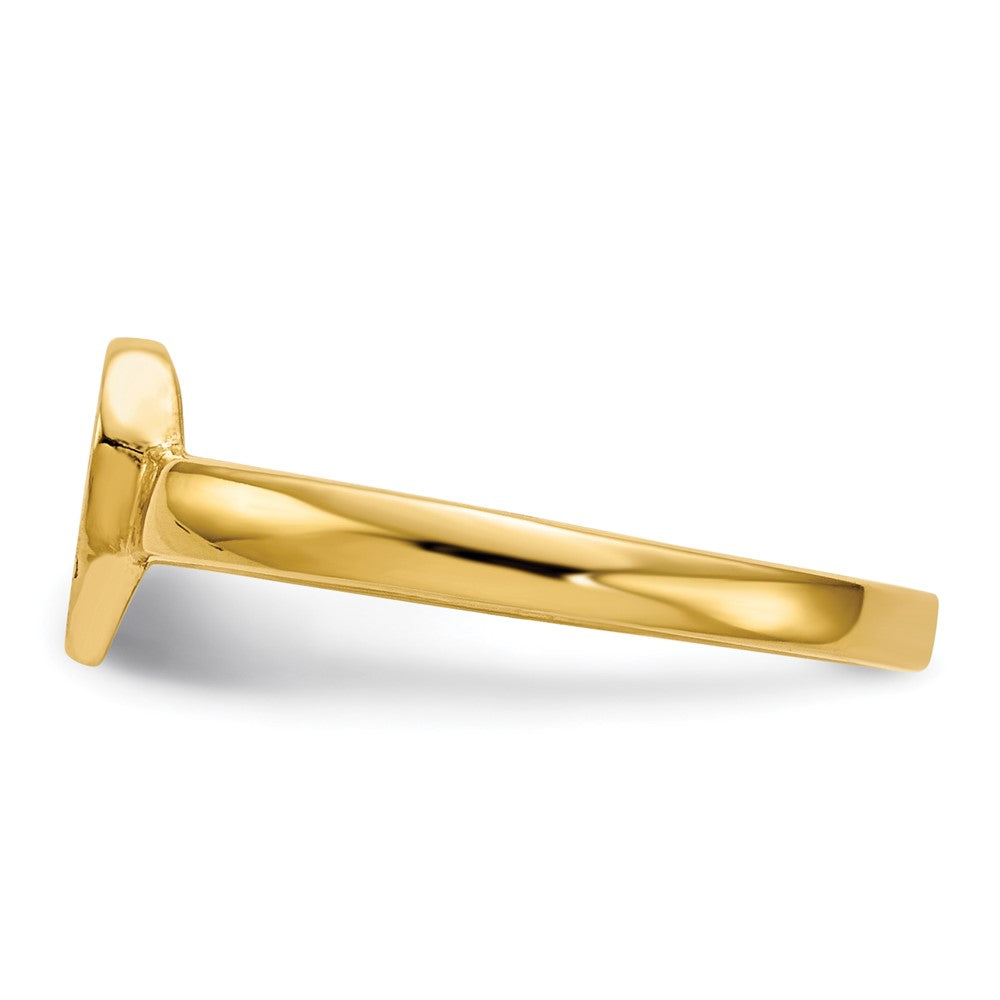 14K Gelbgold Siegelring in Herzform mit offener Rückseite, 6,5x7,5mm