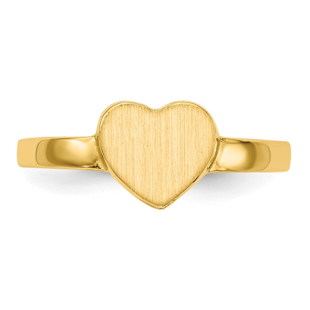 14K Gelbgold Siegelring in Herzform mit offener Rückseite, 6,5x7,5mm