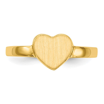 14K Gelbgold Siegelring in Herzform mit offener Rückseite, 6,5x7,5mm