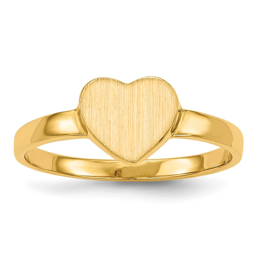 14K Gelbgold Siegelring in Herzform mit offener Rückseite, 6,5x7,5mm
