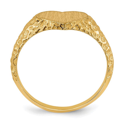 14K Gelbgold Herz-Siegelring 7,5x8,0mm mit offener Fassung