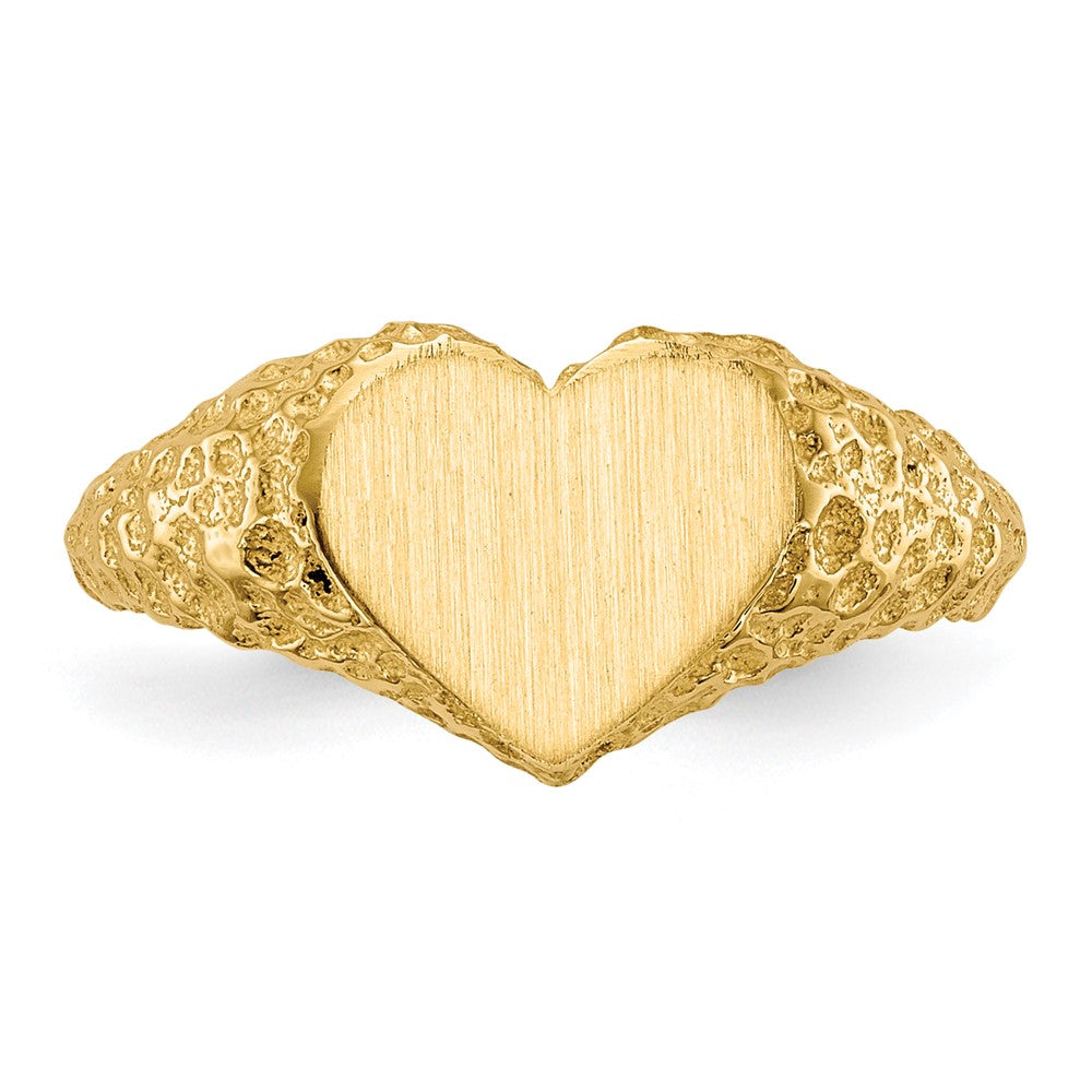 14K Gelbgold Herz-Siegelring 7,5x8,0mm mit offener Fassung