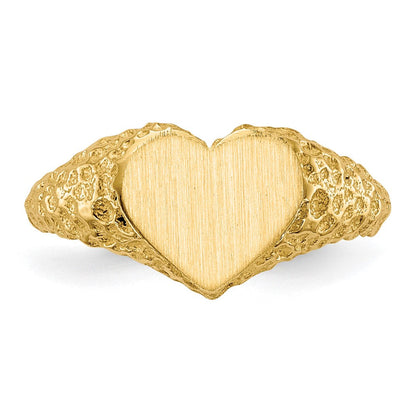 14K Gelbgold Herz-Siegelring 7,5x8,0mm mit offener Fassung