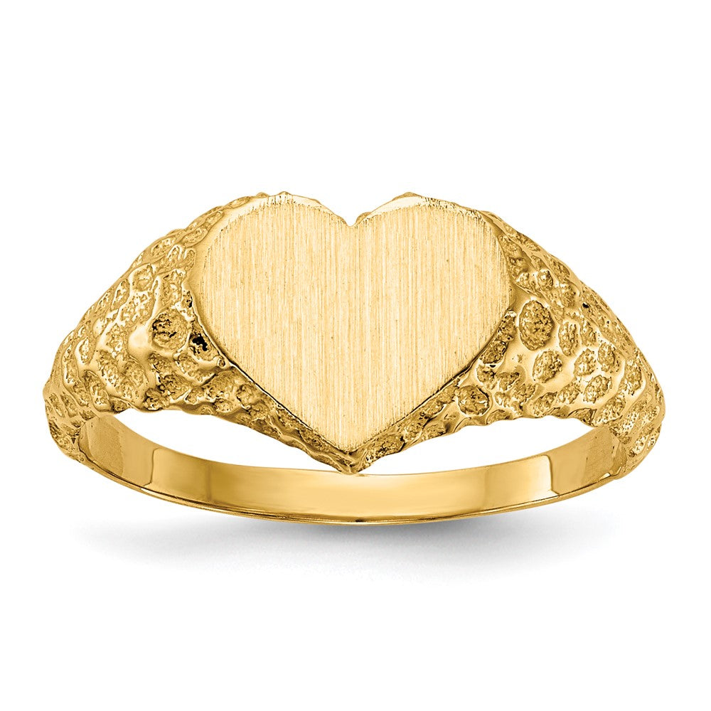 14K Gelbgold Herz-Siegelring 7,5x8,0mm mit offener Fassung