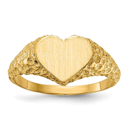 14K Gelbgold Herz-Siegelring 7,5x8,0mm mit offener Fassung
