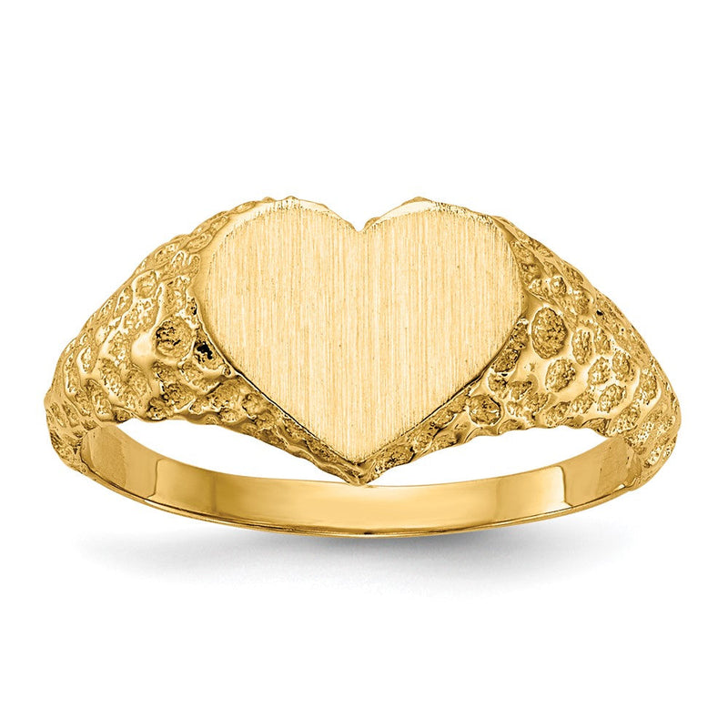 14K Gelbgold Herz-Siegelring 7,5x8,0mm mit offener Fassung