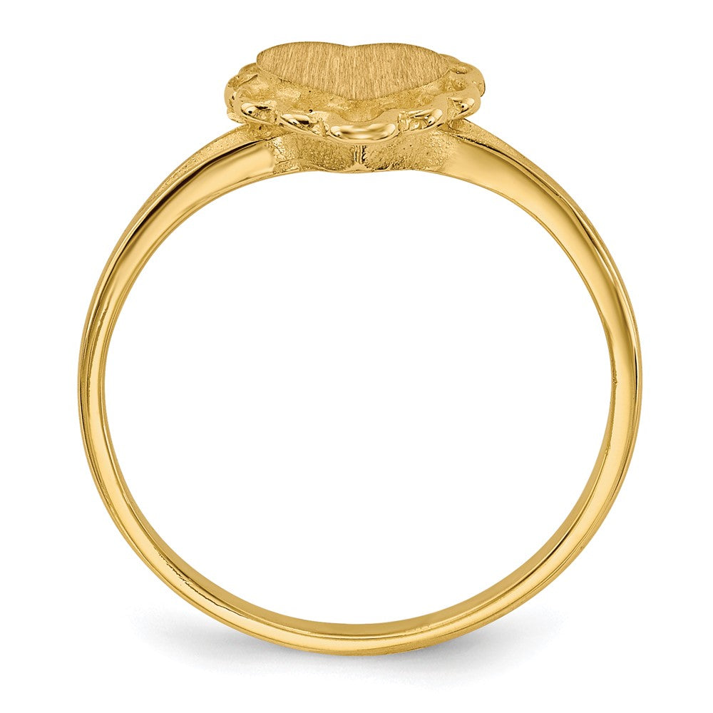 14K Gelbgold Herz-Siegelring 6,0x6,5mm mit offener Rückseite