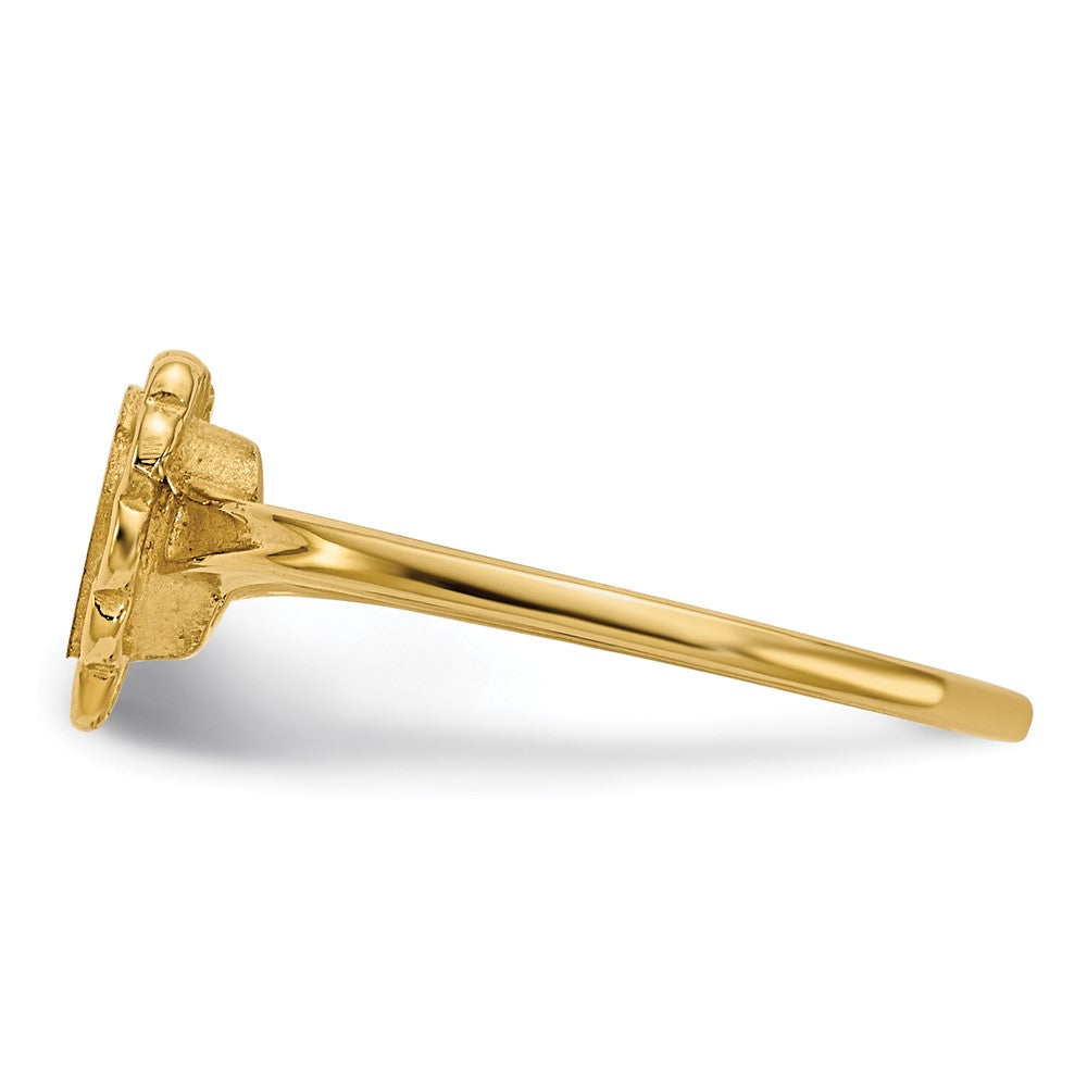 14K Gelbgold Herz-Siegelring 6,0x6,5mm mit offener Rückseite