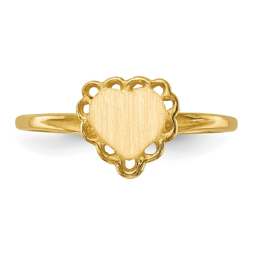 14K Gelbgold Herz-Siegelring 6,0x6,5mm mit offener Rückseite