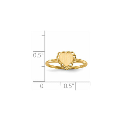 14K Gelbgold Herz-Siegelring 6,0x6,5mm mit offener Rückseite