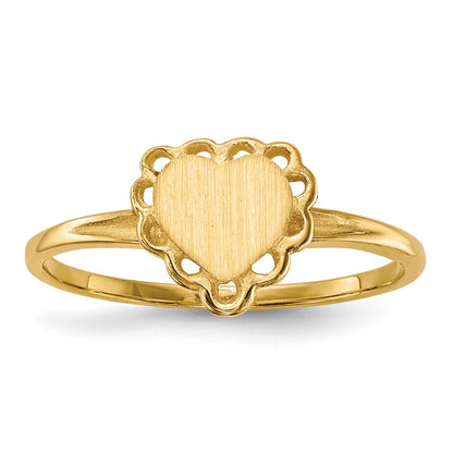 14K Gelbgold Herz-Siegelring 6,0x6,5mm mit offener Rückseite