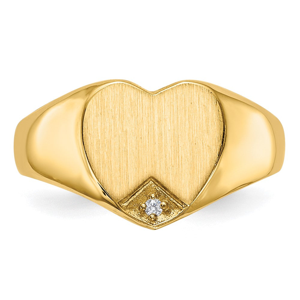 14K Gelbgold.005ct. Diamant Geschlossen Rückseite 9.0x9.0mm Herz Siegel Ring