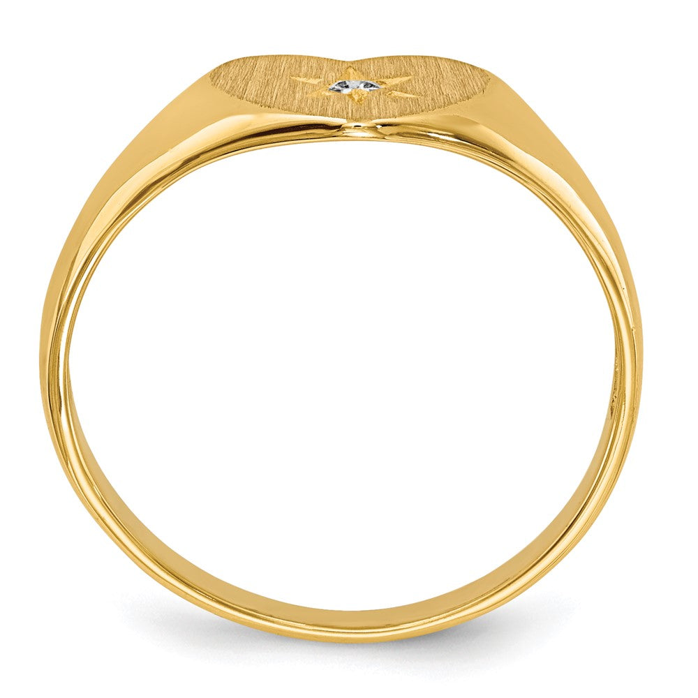 14K Gelbgold 0,01 ct. natürlicher Diamant Siegelring in Herzform, offen hinterlegt, 7,0 x 10,0 mm
