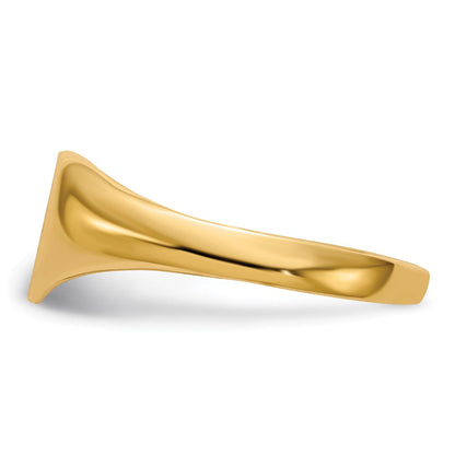 14K Gelbgold 0,01 ct. natürlicher Diamant 7,0x10,0mm Herren-Siegelring mit Herzform und offener Rückseite