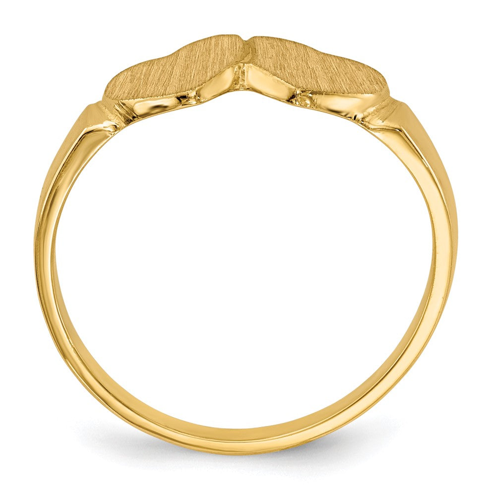 14K Gelbgold Siegelring mit geschlossener Rückseite, 7,0 x 7,0 mm, Herzform