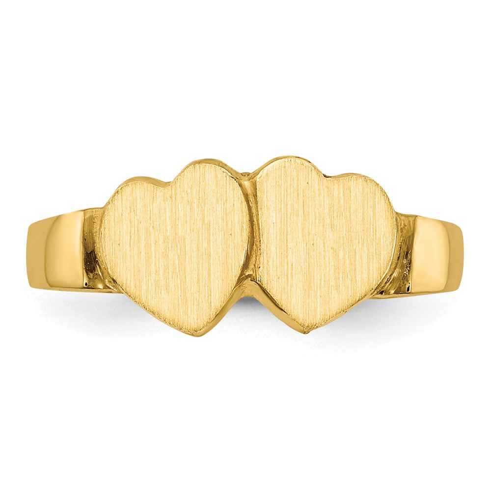 14K Gelbgold Siegelring mit geschlossener Rückseite, 7,0 x 7,0 mm, Herzform