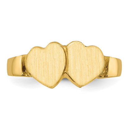 14K Gelbgold Siegelring mit geschlossener Rückseite, 7,0 x 7,0 mm, Herzform