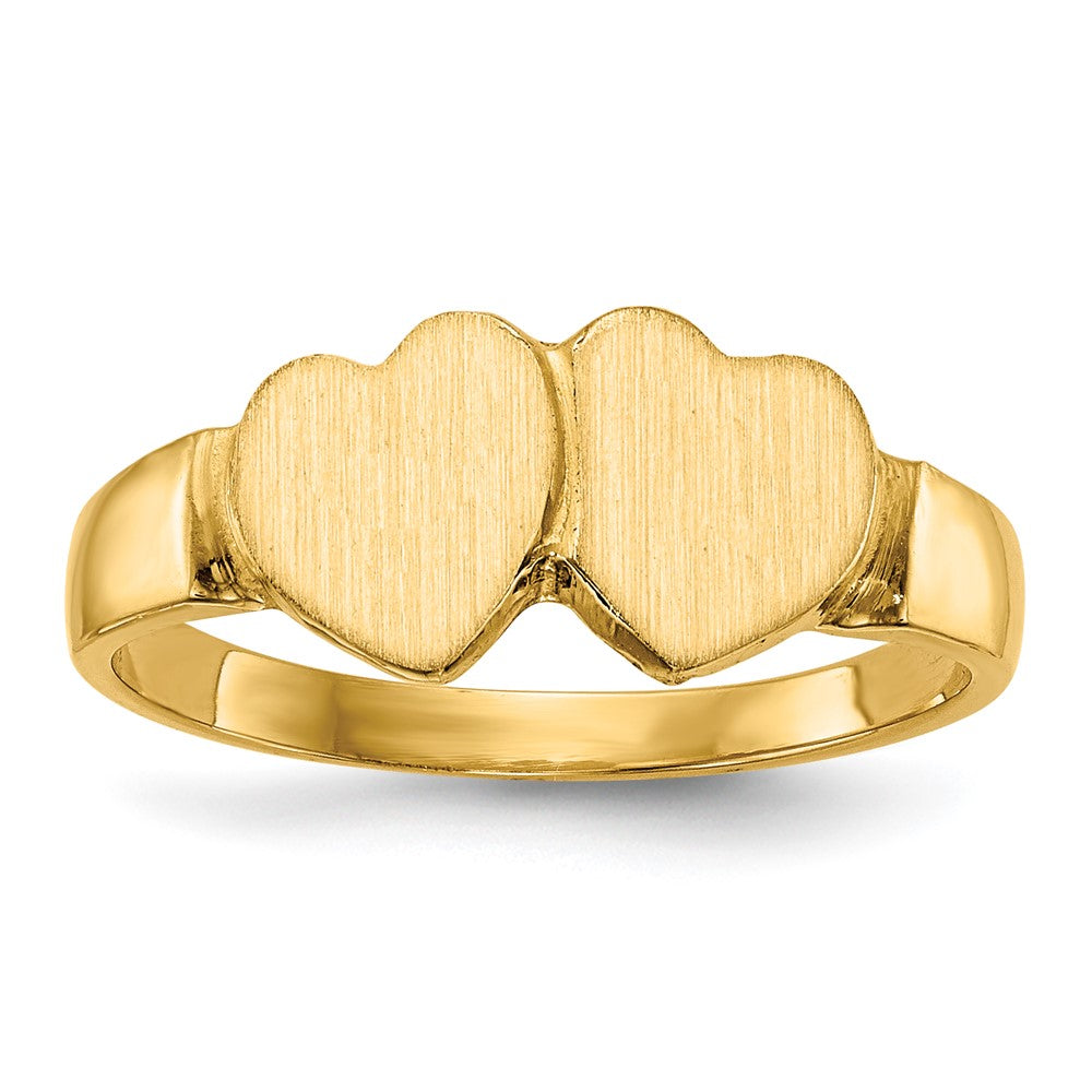 14K Gelbgold Siegelring mit geschlossener Rückseite, 7,0 x 7,0 mm, Herzform