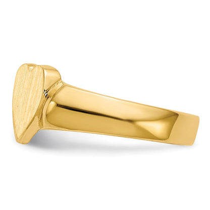 14K Gelbgold Siegelring mit doppeltem Herzmotiv und geschlossener Fassung, 8,0x8,0 mm