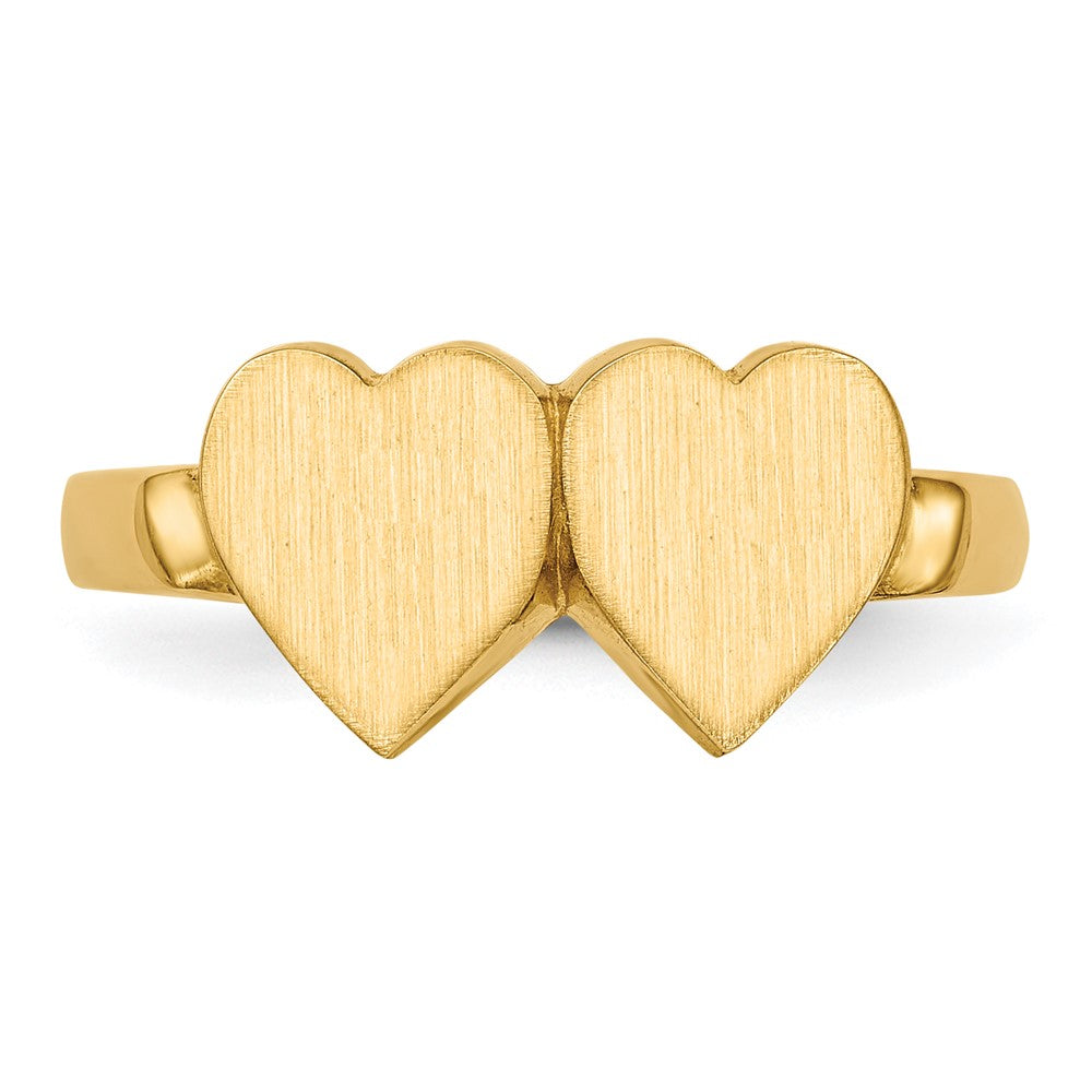 14K Gelbgold Siegelring "Herz" mit offener Rückseite, 7,5x7,5 mm