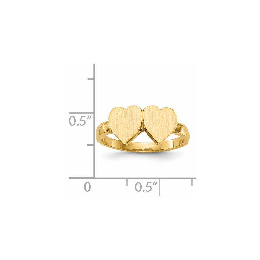 14K Gelbgold Siegelring "Herz" mit offener Rückseite, 7,5x7,5 mm