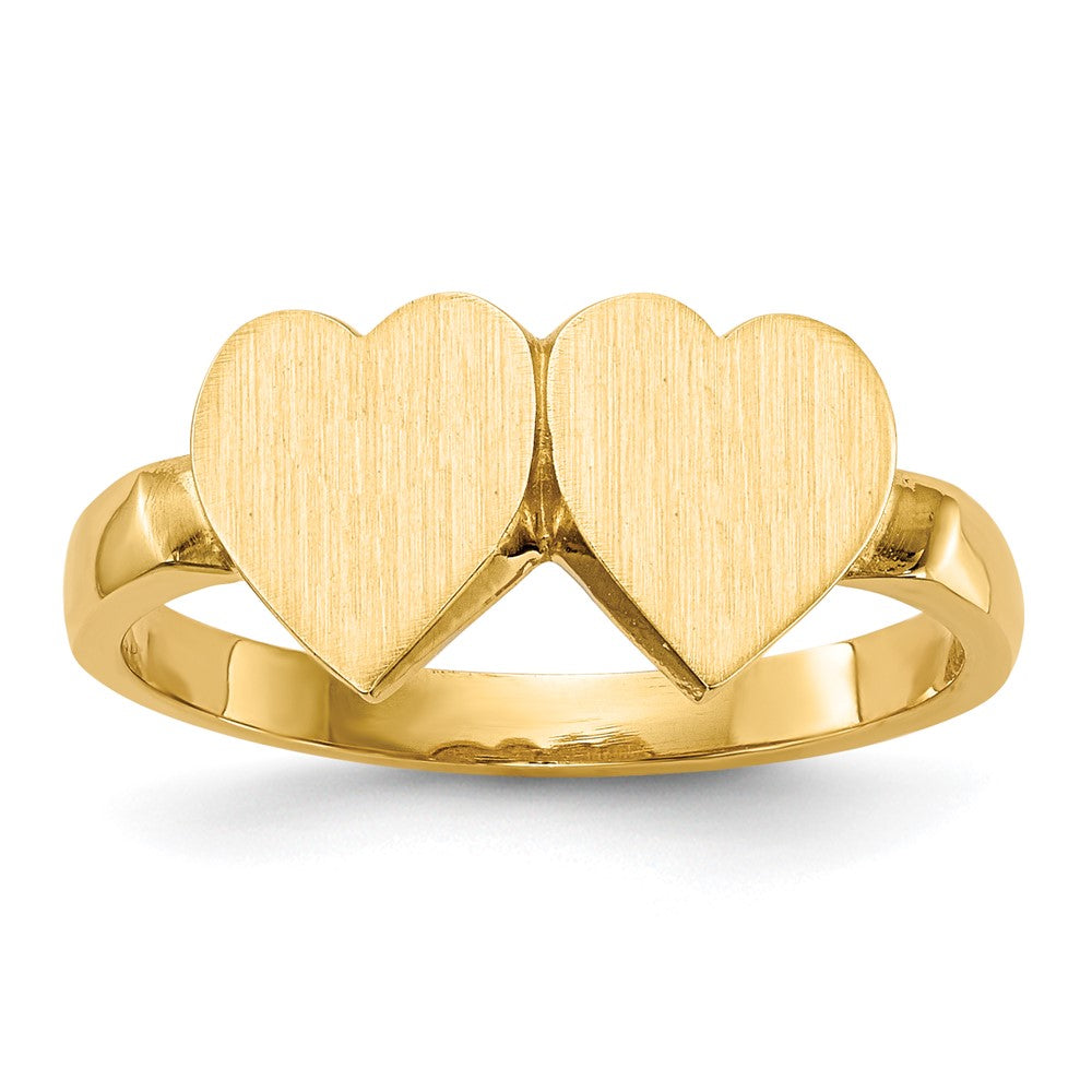 14K Gelbgold Siegelring "Herz" mit offener Rückseite, 7,5x7,5 mm