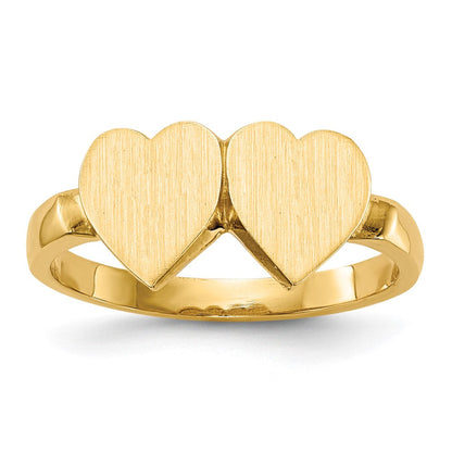 14K Gelbgold Siegelring "Herz" mit offener Rückseite, 7,5x7,5 mm