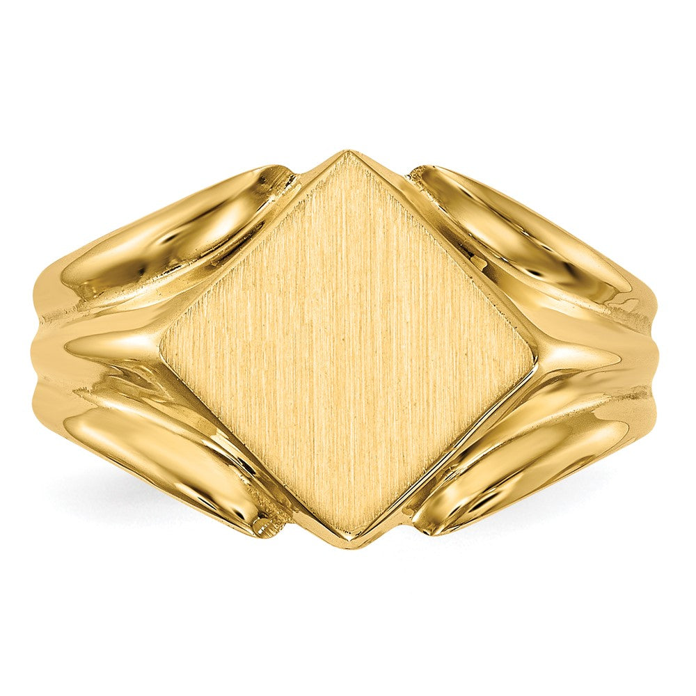 14K Gelbgold Siegelring mit geschlossener Rückseite, 10,5x10,5mm