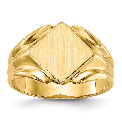 14K Gelbgold Siegelring mit geschlossener Rückseite, 10,5x10,5mm